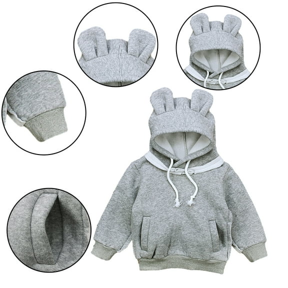 Esaierr Newborn Boys Girls Casual Sweatshirt with Ear Hoodie for Toddler Sweatshirt Fall Winter Padded Clothes for 9M-4Y
