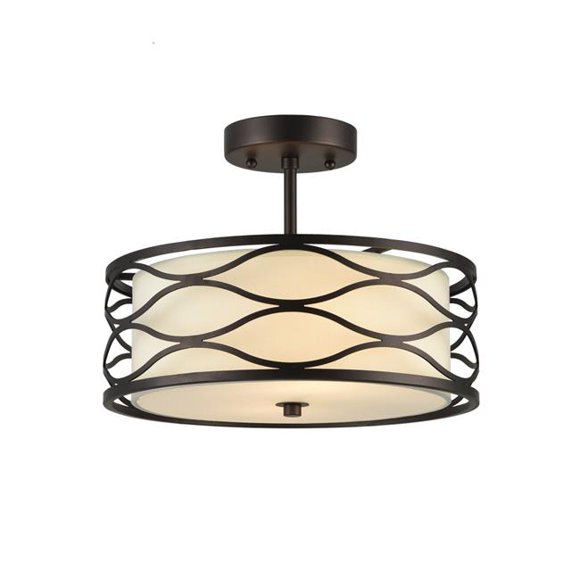 13 in. Wide Gwen Transitional 2 Light Rubbed Bronze Semi Flush Ceiling Fixture