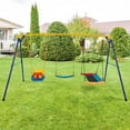 thumbnail image 2 of Gymax 3-in-1 Kids Swing Set 660 LBS Carbon Steel Swing Frame w/ Belt Swing for Toddlers, 2 of 10