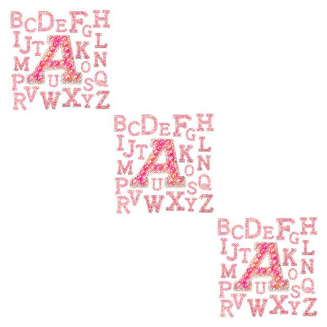 Guardoinrt Sewing Letter Patches Shiny Stitching Ornament Clothes Decor Alphabet Patch Type 1 3Set