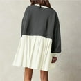 thumbnail image 6 of gakvbuo Sweatshirt Dress For Women Casual Oversized Crew Neck Long Sleeve Patchwork Pullover Tops Pleated Short Skirt Color Block Loose Fit Baggy Flowy Mini Dress, 6 of 6