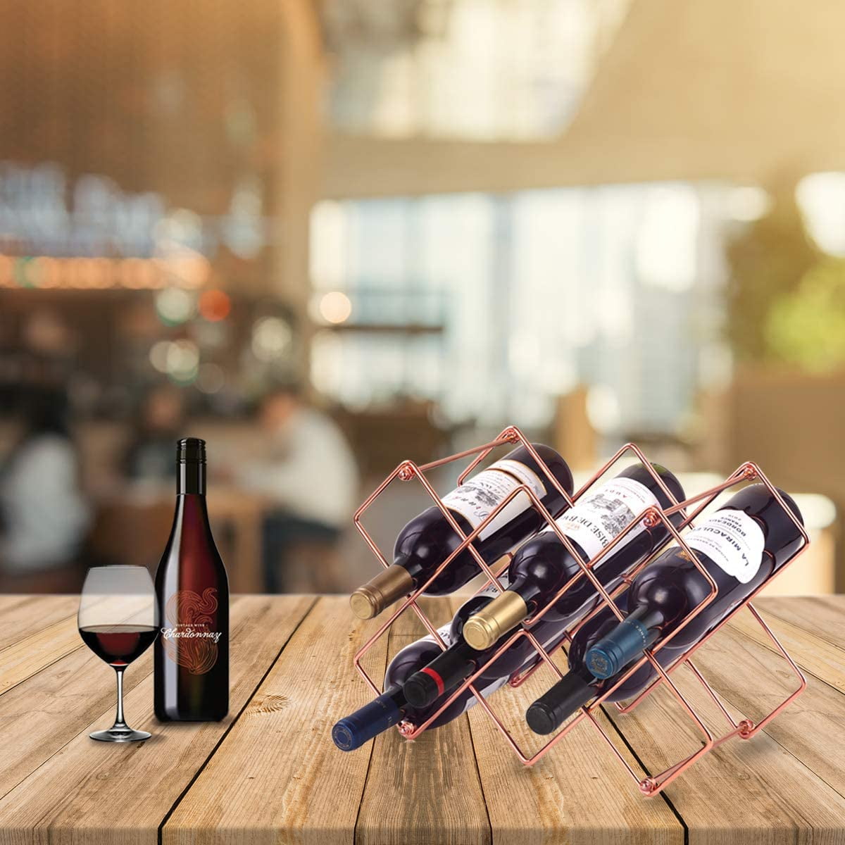 Countertop Wine Rack 10 Bottle Wine Holder for Red White Wine Storage Freestanding Metal Wine Rack Small Tabletop Wine Rack Rose Gold Walmart