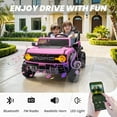 thumbnail image 5 of 24V 2 Seater Ride on Cars, Licensed Ford Bronco Raptor Powered Ride on Toys Truck with Remote Control, 4 Wheels Spring Suspension, Bluetooth, LED Light, Electric Cars for Kids Ages 3-8 Gifts, Pink, 5 of 9