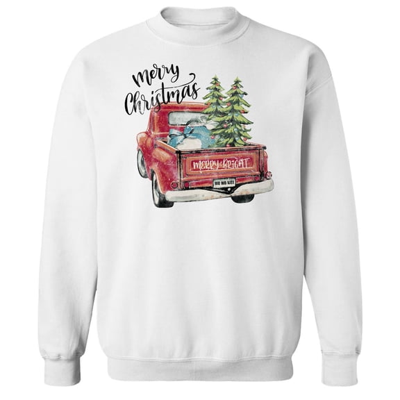 Haywood & Main Merry Chistmas Graphic White Men's Cotton Pullover Sweatshirt
