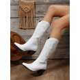 thumbnail image 1 of Women Heart Graphic Embroidered Fashion Boots, Vacation Black Square Toe Western Boots For Outdoor, 1 of 4