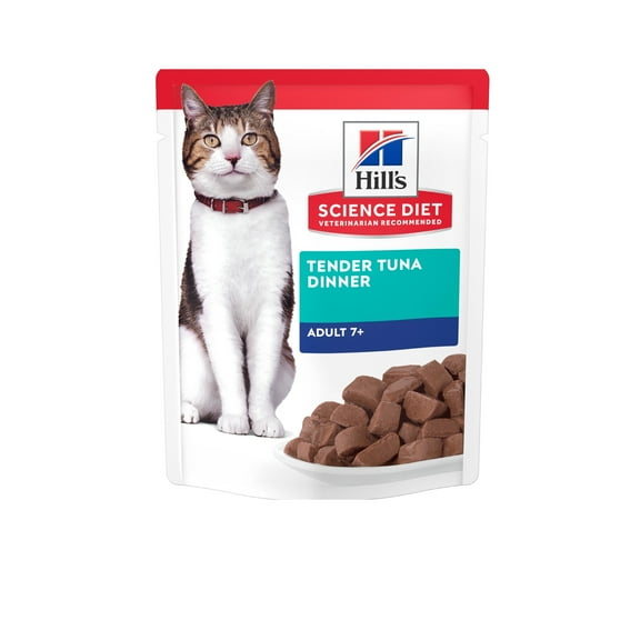 Hill's Science Diet Tender Tuna Dinner Wet Cat Food for 7  Senior Cats, 2.8oz Pouch 24pk