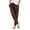 Coffee, variant on Women's Cotton Linen Elastic Cuffed Pants, High Waist Casual Tapered Trousers with Back Pocket, Lightweight Breathable Summer Long Pants for Daily Wear Dark Gray L