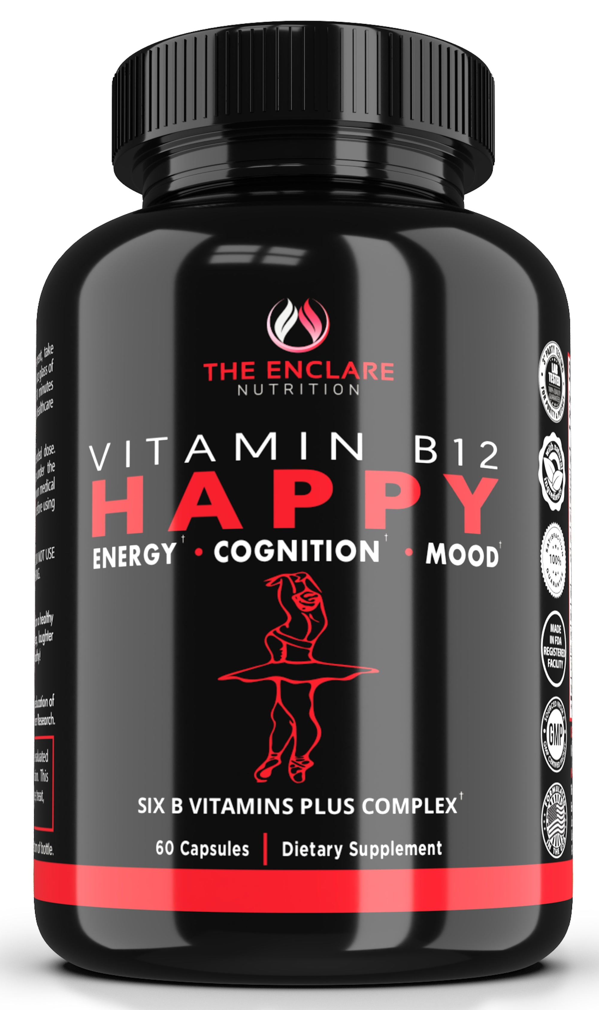 Enclare Happy Vitamin B12 2000 mcg B Complex Vitamins Supplement