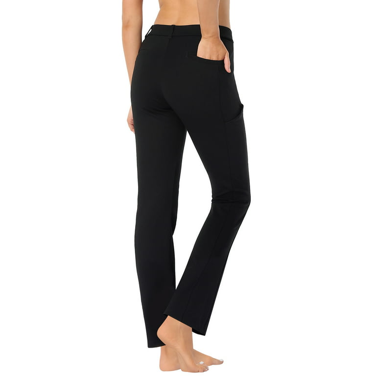  Petite Womens Straight Leg Yoga Pants Workout Pants Slim  Fit,27,Black,Size S