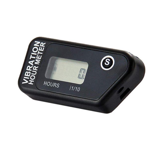 Medidor de horas de vibración digital completo resistente al agua reiniciable medidor de horas de vibración inalámbrico para todas las máquinas vibratorias motocicleta moto de nieve Atv (negro) JFHHH pequeña