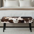 thumbnail image 5 of XYZCANDO Cowhide Print Stretch Bed Foot Bench Cover, Washable Polyester Spandex Rectangle Long Bench Cover for Bedroom and Living Room, 5 of 9