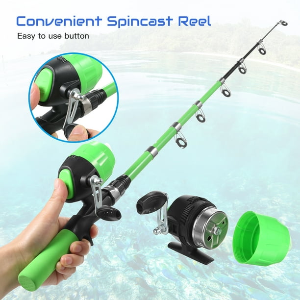 Portable Telescopic Fishing Rod and Reel Combo for Fishing Starter Kit  Spincast Fishing Reel Fishing Pole Fishing Lures Jig Hooks Barrel Swivels