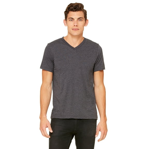 Unisex Jersey S/S V-Neck Tee , 3005CVC , DK GREY HEATHER , X-Large