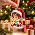 thumbnail image 3 of Christmas Flat Acrylic Ornaments, Cute Mini Hanging Pendants Xmas Tree Decorations, Car Interior Rearview Mirror Hanging Decor Festive Small Gift, B, 3 of 6