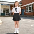 thumbnail image 3 of OGLCCG Girls' School Uniform Outfit Cute 3 Piece Set with Short Sleeve Button Down Shirt and Pleated Skirt,2-15 Years, 3 of 5