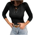 thumbnail image 1 of IROINID Rabais Womens Chemises à Manches Longues Col en V Automne Blouse Ample chandail-Over Tops Blouses, Noir, 1 of 9