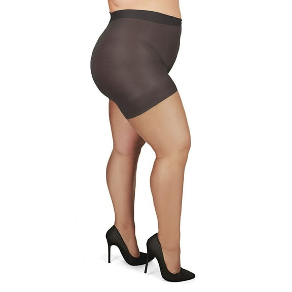 MeMoi Plus Size Curvy Ultra Sheer Control Top Pantyhose - Womens - Female (3X/4X, Off Black)