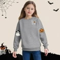 thumbnail image 2 of IUYRTFE Girls Halloween Fashion Print Pullover Sweatshirt Kids Casual Warm Long Sleeve Top Toddler Cozy Fall Winter Outfit Playdate Holiday Party Apparel(Gray,6 Years), 2 of 6