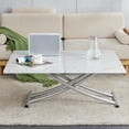 thumbnail image 2 of Lift Top Coffee Table, 4 In 1 Multi-Function Lifting Table, W/0.8-inch Wood Grain Process Sticker Desktop & Silver Metal Legs For Home Office 18.3in - 29in Adjustable Height, 2 of 9