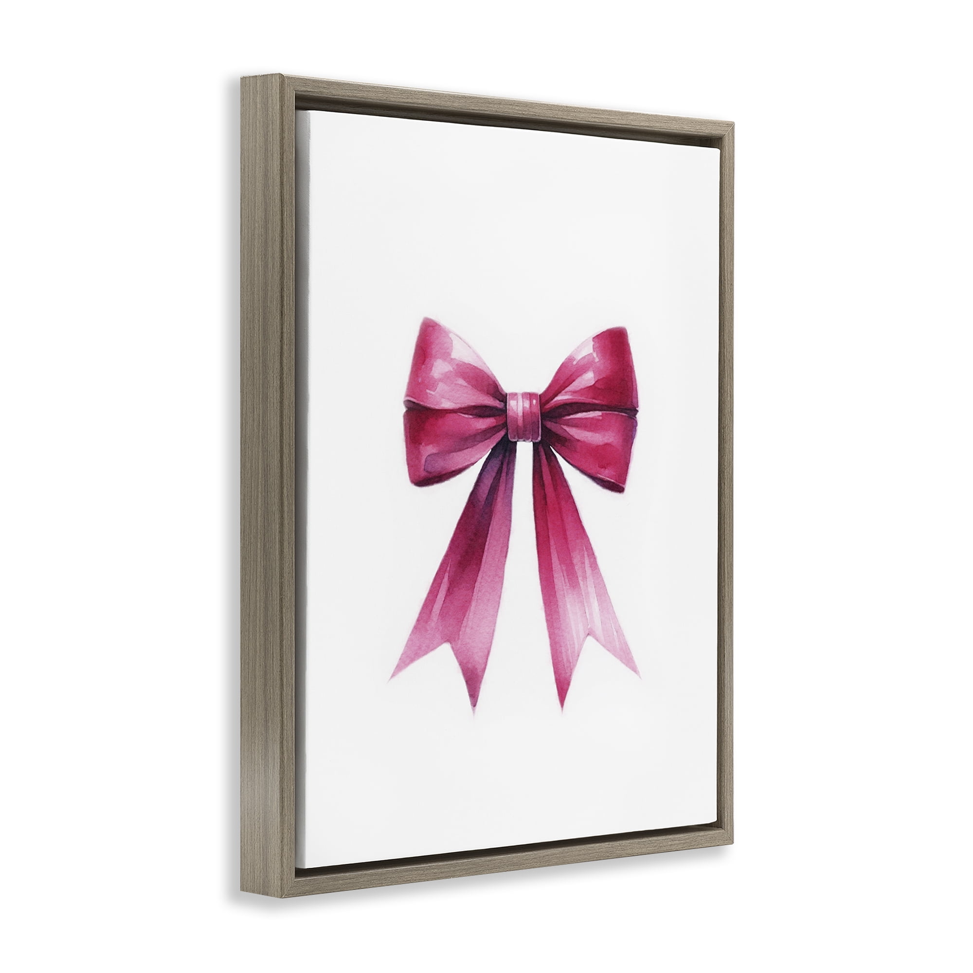 Stupell Industries Dark Magenta Ribbon Fashion Painting Brown Floater Framed Canvas Art Print Wall Art, 25 x 31