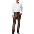thumbnail image 2 of INSPIRE CHIC Men's Striped Dress Pant Classic Fit Flat Front Business Work Prom Trousers 28 Brown Navy, 2 of 7