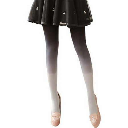 

Panda Superstore PS-CLO1045462-ALAN03066 Womens Contrast Color Stockings Soft Footed Tights White & Gray