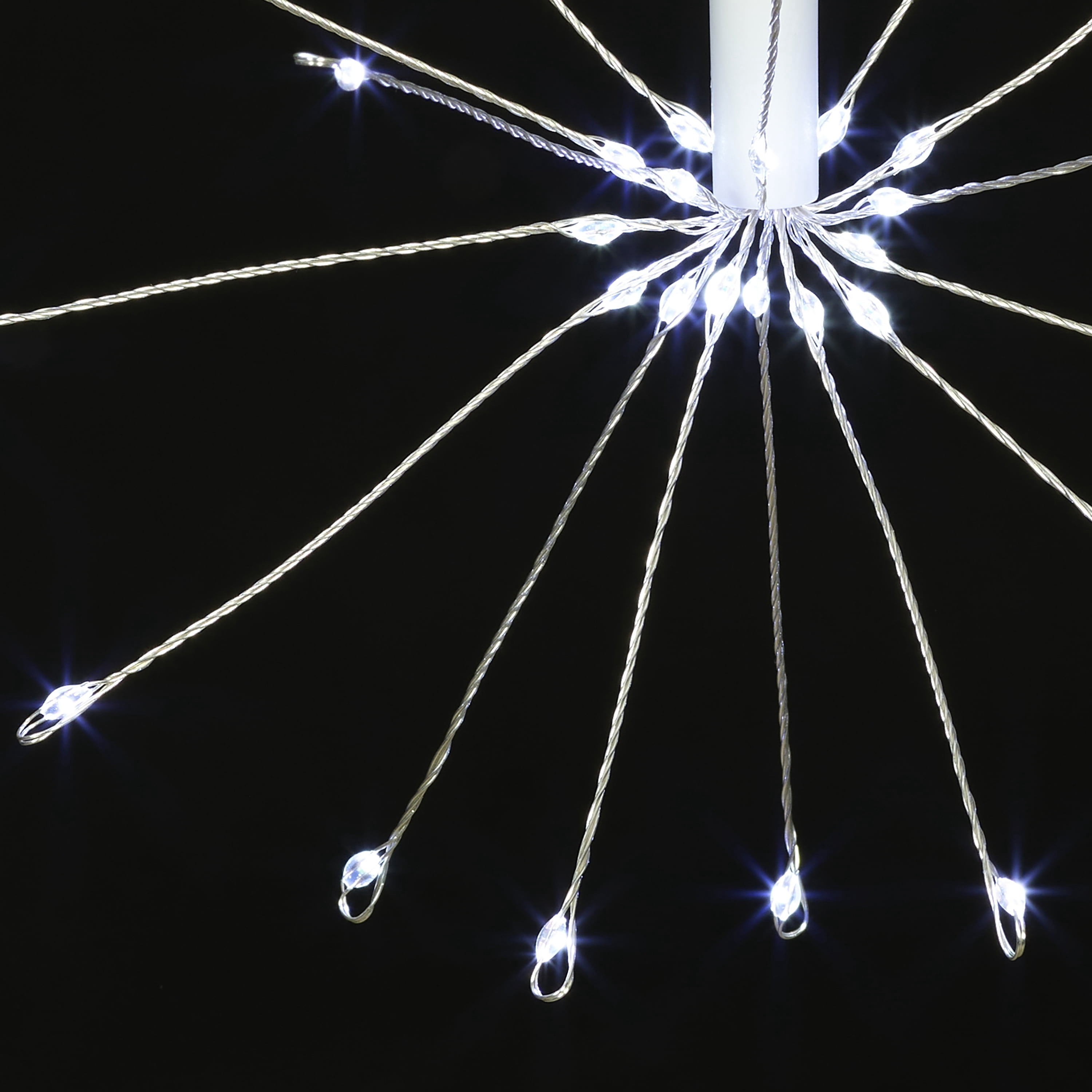 Indoor/Outdoor 6-Count LED 8-Function Starburst Christmas String Lights, Cool White, Transparent Wire, 7.5', by Holiday Time