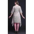thumbnail image 3 of Bimba Kurta Asymétrique Floral Feuilles Roses & Tulipes Tunique Indienne pour Femmes Vêtements Indiens Imprimés XSmall, 3 of 6