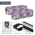 thumbnail image 4 of Haiem Violets Flowers Print Leather Pencil Case Art Supplies Case Zipper Pencil Pouch Stationery Storage Pencil Bag, 4 of 7