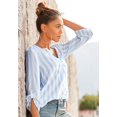thumbnail image 4 of LASCANA Women's Striped Tab Sleeve Blouse Shirt Buttons, 4 of 5