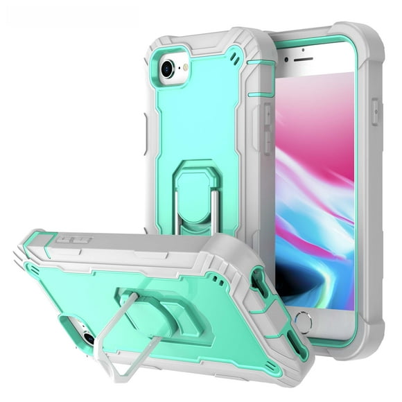 iPhone 6 Case, iPhone 7 Case, iPhone SE 2020 Case 2nd Gen, Allytech Full Body Shockproof Holster Hybrid 3 in 1 Slim Heavy Duty Rugged Case for iPhone 6/7/8/ iPhone SE 2020, Gray + Green