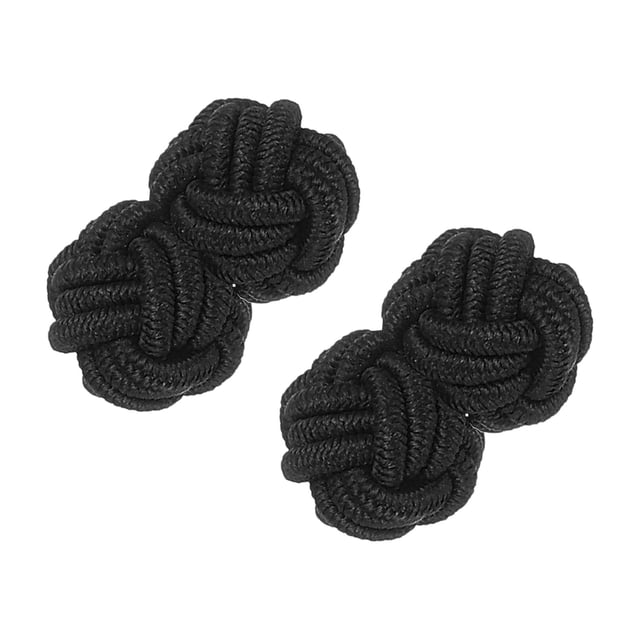 Gemelos de nudo de seda Uxcell, gemelos de tela elástica para camisa, accesorios de gemelos de nudo retorcido para hombres, mujeres, negocios, regalo, boda, negro