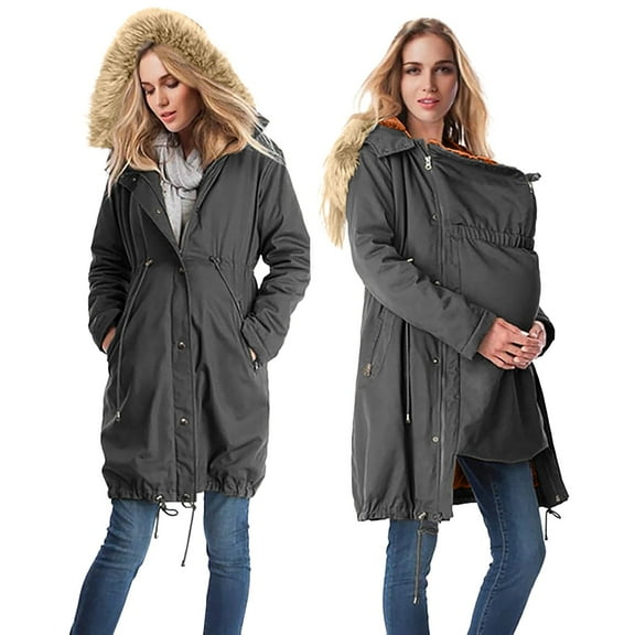 QASIEATN Womens Tops for Pregnant, Maternity Cotton Jacket Winter Long Puffer Down Jacket Parka with Hood with Pockets Cotton Jacket, Womens Winter Tops