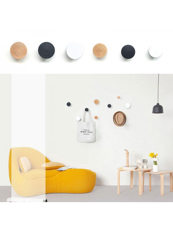 Dragonus Solid Wood Hook Round Simple Wooden Plug Wall Coat Hat Hook