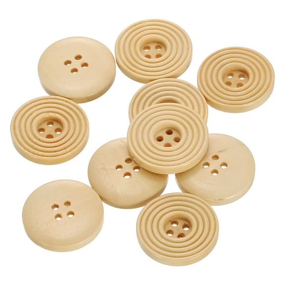 10pcs 36L DIY Sewing Buttons 7/8"(23mm) Wooden Round Flat 4-Hole Craft Replacement Buttons for Sewing Clothing Handmade Crafts, Beige