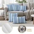 thumbnail image 5 of Outdoor Pillow Covers 26x26 Set of 2, Geometric Stripe Waterproof Patio Throw Pillow Covers for Couch Sofa Chair, Ombre Farmhouse Blue Vertical Striped Decorative Pillowcases for Throw Pillows, 5 of 9
