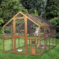 thumbnail image 3 of Syngar Orange Extra Large Wooden Cat House 110.2", Outdoor Luxury Cat Catio Enclosure for Multiple Pets, Weatherproof UV Proof Walk in Cat Run House with Bouncy Bridge, Platforms and Resting Houses, 3 of 9