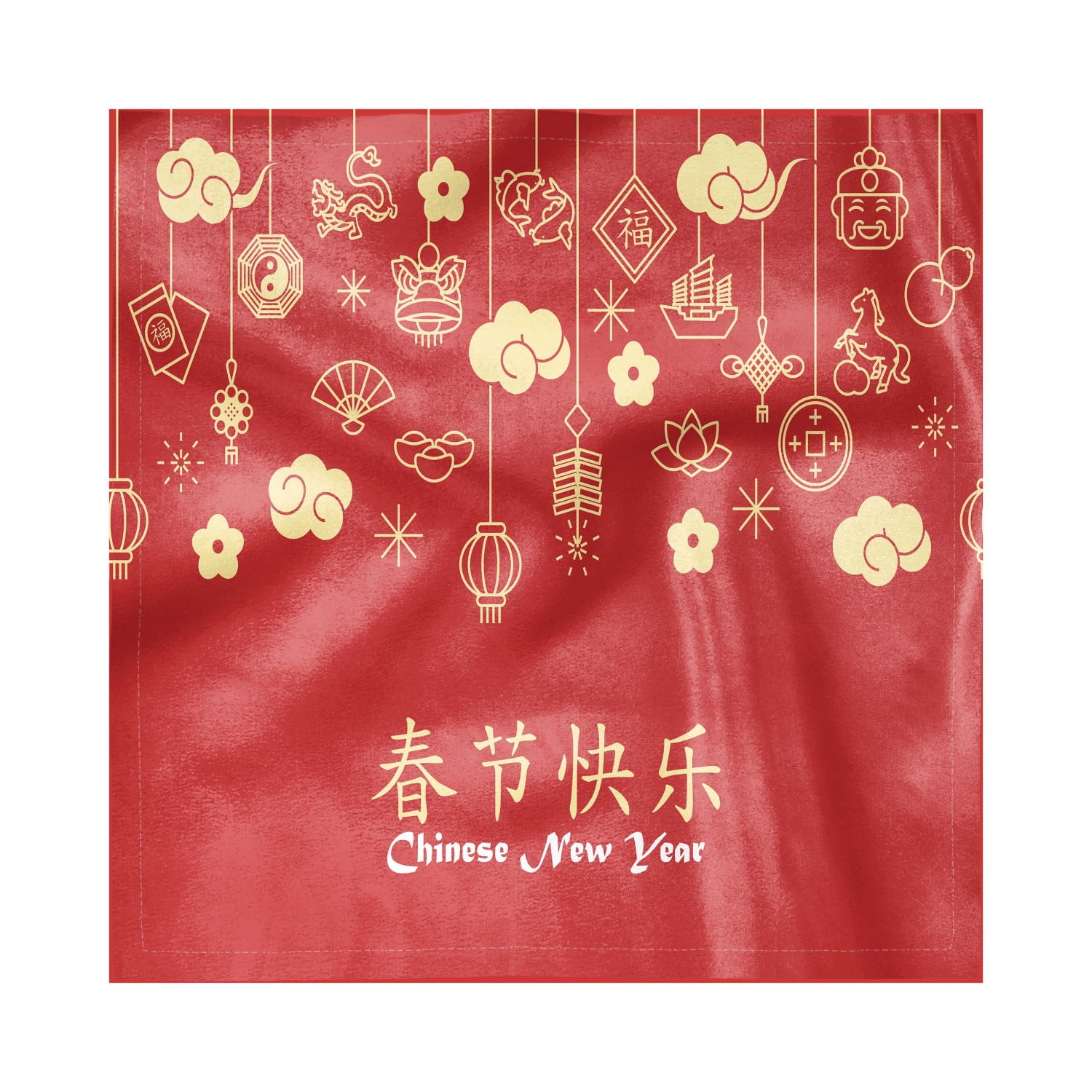 Chinese New Year Napkins Set of 4, Oriental Celebration Swirling Clouds