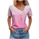 thumbnail image 2 of Fiudx Camisas de Mujer Top Informal de Primavera y Verano de Manga Corta con Cuello En V para Mujer, 2 of 5