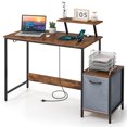 thumbnail image 1 of Giantex Bureau d'Ordinateur avec Tiroir en Tissu Réversible et Prise de Courant, Bureau Industriel Robuste avec Tablette Mobile, Grand Bureau pour PC Portable Poste de Travail pour la Maison et le Bureau, 1 of 8