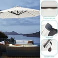 thumbnail image 6 of FLAME&SHADE 11ft Offset Patio Umbrella,Solar Power Round Canopy Umbrella with Aluminum Frame and Base/Stand for Garden,Poolside and Market,White, 6 of 7