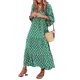 thumbnail image 1 of Vestido Vestido largo bohemio con cuello en V y mangas abullonadas para mujer 2023 (verde oscuro M) Ygjytge Verde oscuro T M para Mujer, 1 of 8