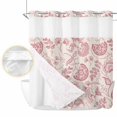 thumbnail image 2 of Abstract Spring Floral No Hook Shower Curtain Waterproof, Bathroom Curtains with Snap in Liners and See Through Top Window, Farmhouse Summer Botanical Hotel Style Bathtub Curtains Shower 72"Wx78"L, 2 of 8