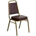 thumbnail image 2 of Emma + Oliver Trapezoidal Back Stacking Banquet Chair, Brown Vinyl/Gold Frame, 2 of 11