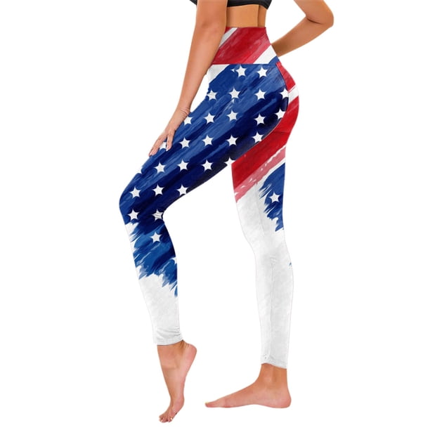 Gibobby Leggings Translúcido Día la Independencia para las mujeres 4 julio Leggings Pantalones para yoga Correr Pilates Gimnasio Medias Compresión Yoga Correr Fitness(Rojo, XL)