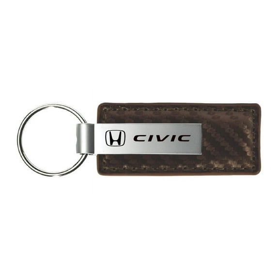 Honda Civic Carbon Fiber Leather Key Chain (Taupe)