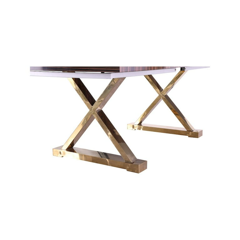 Meridian Furniture Excel Extendable 2 Leaf Dining Table - Brown & Gold Meridian Furniture Excel Extendable 2 Leaf Dining Table - Brown & Gold
