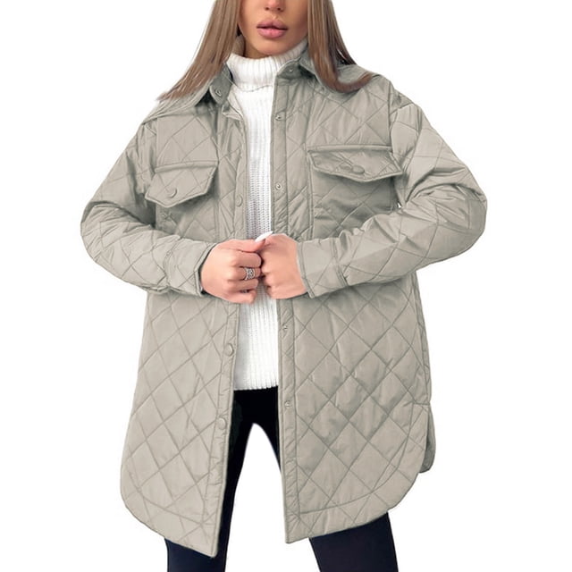 Txlixc Chaqueta acolchada para mujeres con cinturón ligero, cómodo, cálido, de manga larga de una sola fila Txlixc moda