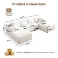 thumbnail image 3 of U-Shaped Modular Sectional Sofa, Oversized Cloud Couch with Premium Chenille Fabric, High-Density Memory Foam, Modern U-Shaped Sofa for Living Room, Apartment, Office, Beige, 3 of 8
