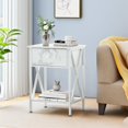 thumbnail image 6 of VECELO 3-Piece Coffee Table Set for Living Room Include Wood Coffee Table + 2 End Tables, Gold+White, 6 of 8